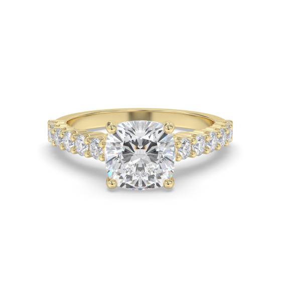 Cushion Diamond Shoulder Set Ring