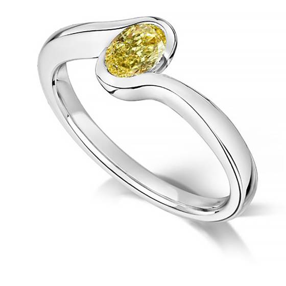 Fancy Yellow Oval Diamond Solitaire Ring