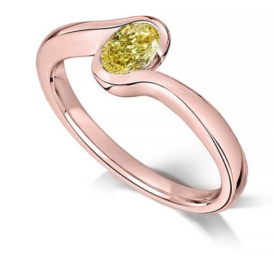 Fancy Yellow Oval Diamond Solitaire Ring