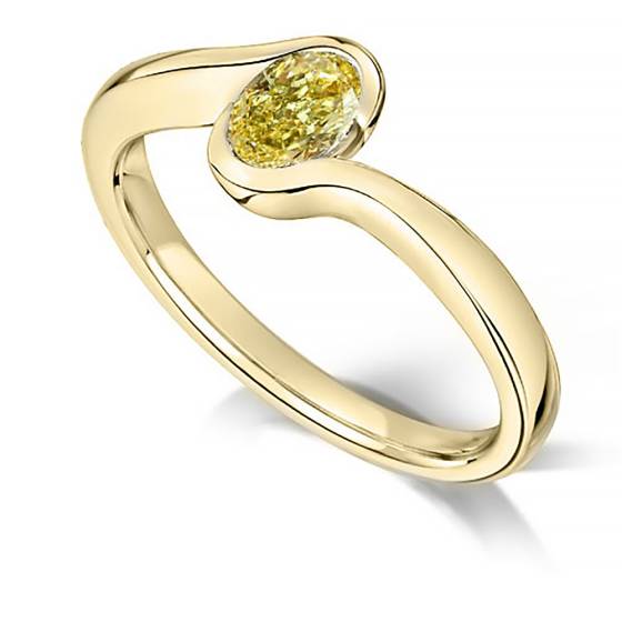 Fancy Yellow Oval Diamond Solitaire Ring