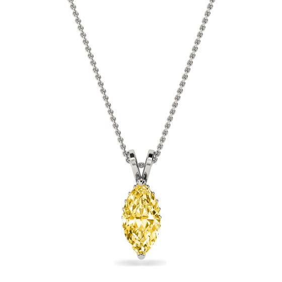 Marquise Yellow Diamond Solitaire Pendant