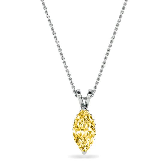 Marquise Yellow Diamond Solitaire Pendant