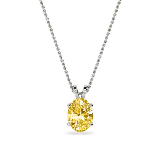 Oval Yellow Diamond Solitaire Pendant