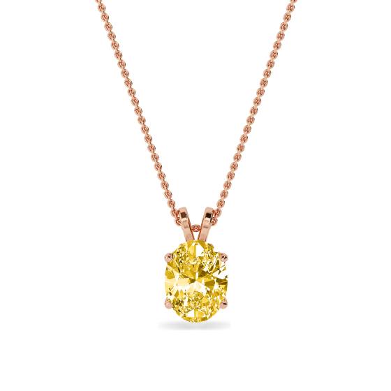Oval Yellow Diamond Solitaire Pendant