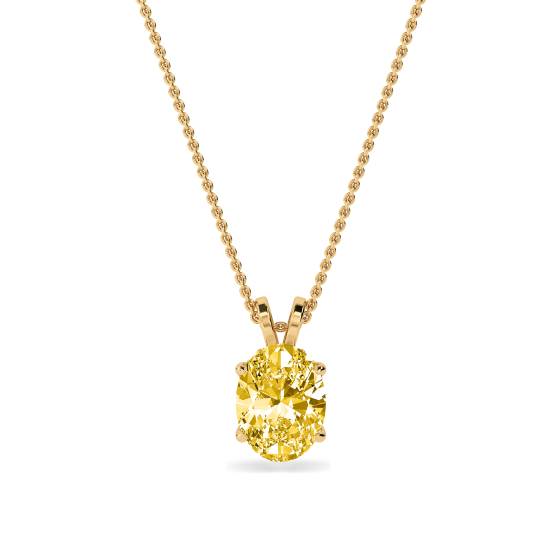 Oval Yellow Diamond Solitaire Pendant