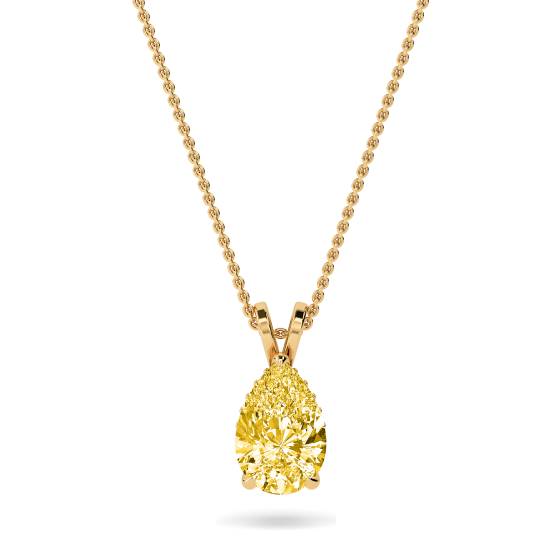 Pear Yellow Diamond Solitaire Pendant