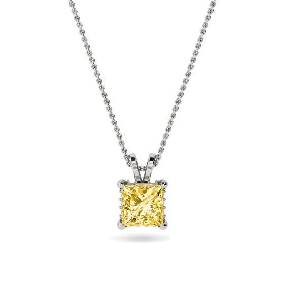 Princess Yellow Diamond Solitaire Pendant