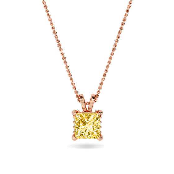Princess Yellow Diamond Solitaire Pendant