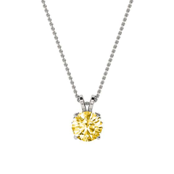 Round Yellow Diamond Solitaire Pendant