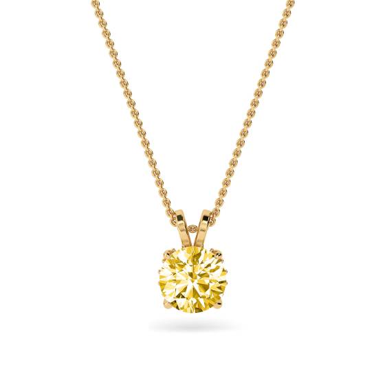 Round Yellow Diamond Solitaire Pendant
