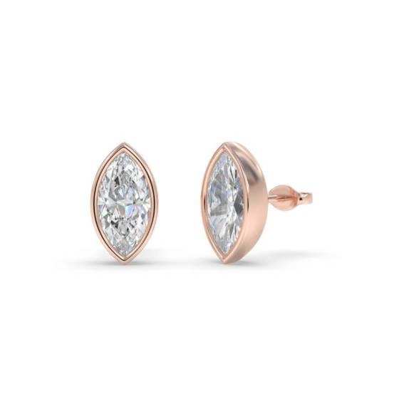 Marquise Diamond Bezel Set Stud Earrings