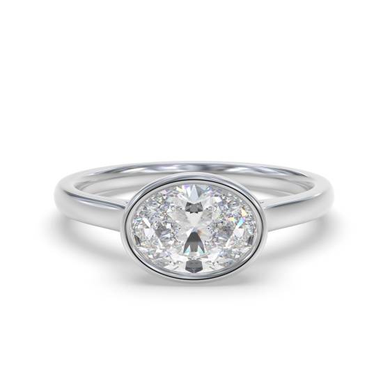 Oval Diamond Bezel Set East To West Solitaire Ring