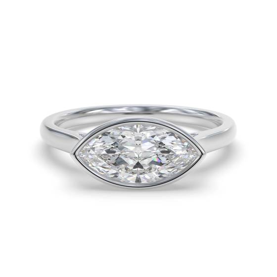 Marquise Diamond Bezel Set East To West Solitaire Ring