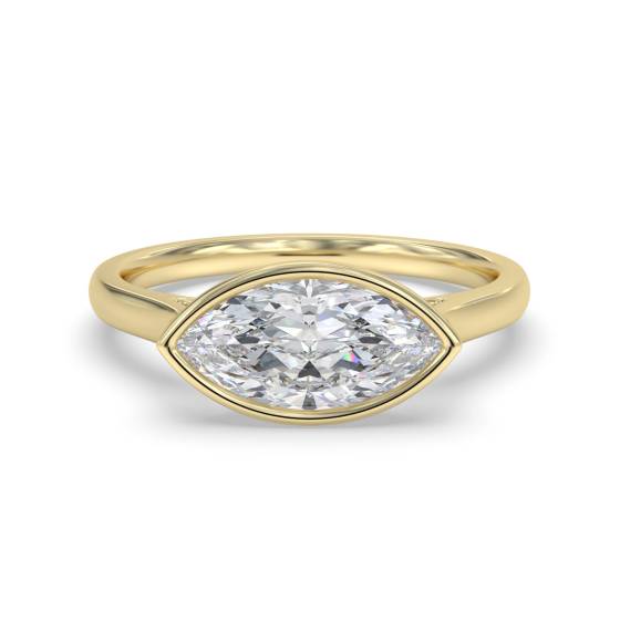 Marquise Diamond Bezel Set East To West Solitaire Ring