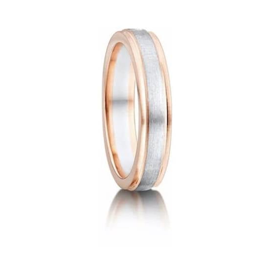 4mm Two Tone D Shape Wedding Ring