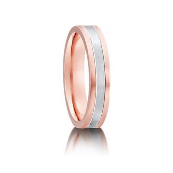 4mm Two Tone D Shape Wedding Ring
