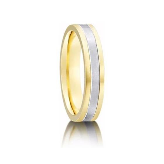 4mm Two Tone D Shape Wedding Ring