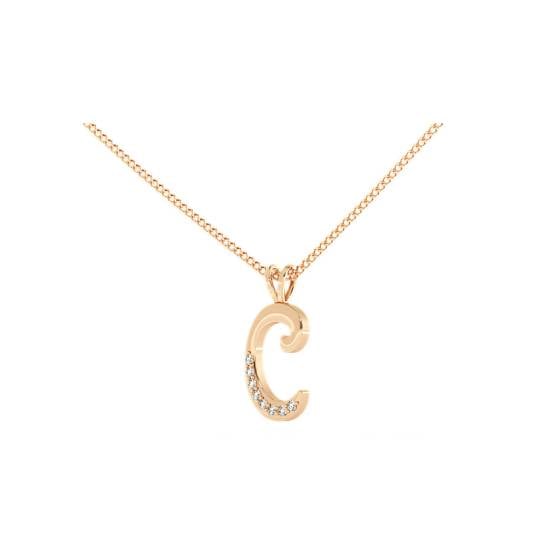 C Alphabet initial Diamond Pendant