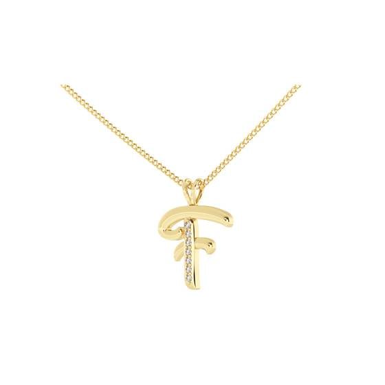 F Alphabet initial Diamond Pendant