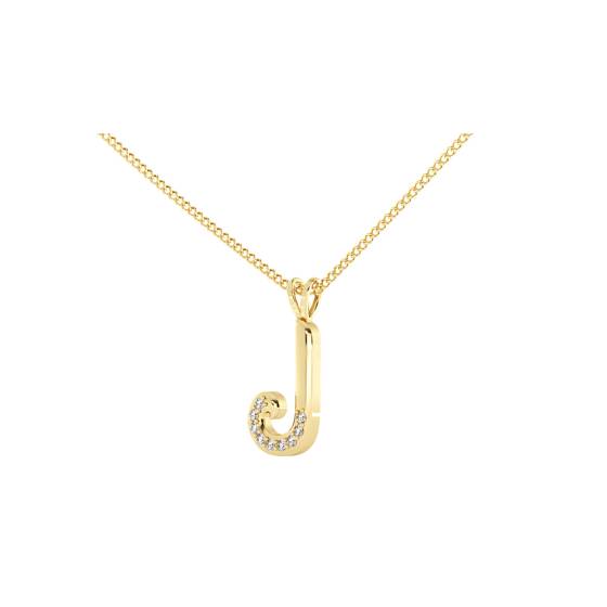 J Alphabet initial Diamond Pendant