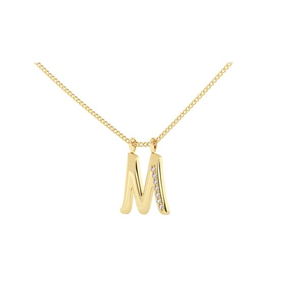 M Alphabet initial Diamond Pendant