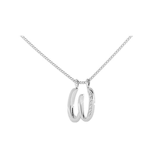 W Alphabet initial Diamond Pendant