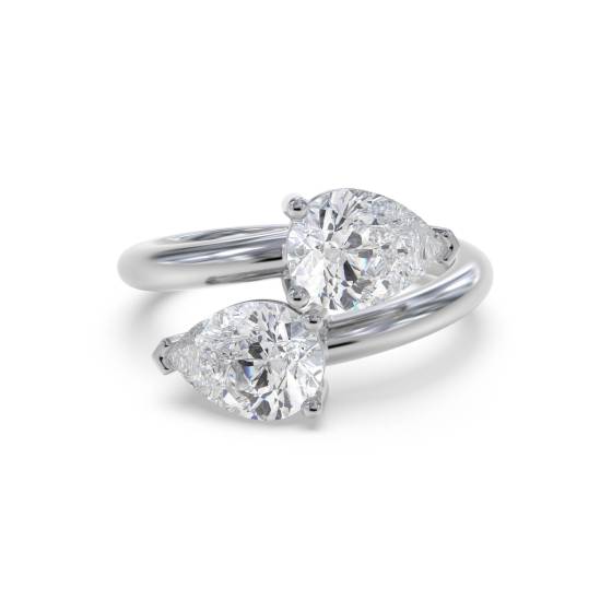 2 Stone Pear Diamond Ring