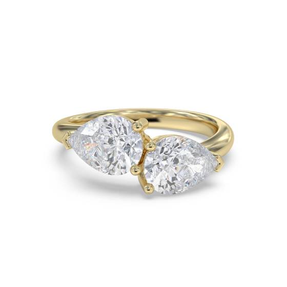 2 Stone Pear Diamond Ring