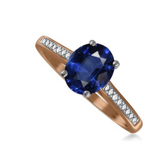 Oval Blue Sapphire and Shoulder Set Ring