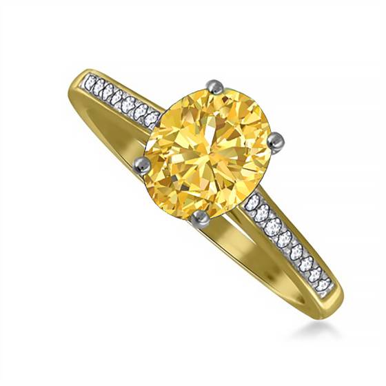 Fancy Yellow Oval Diamond Shoulder Set Ring
