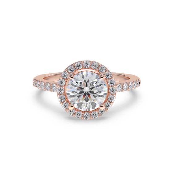 Modern Round Diamond Single Halo Ring