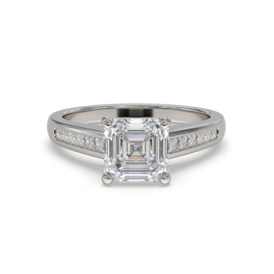 Classic Asscher Diamond Shoulder Set Ring