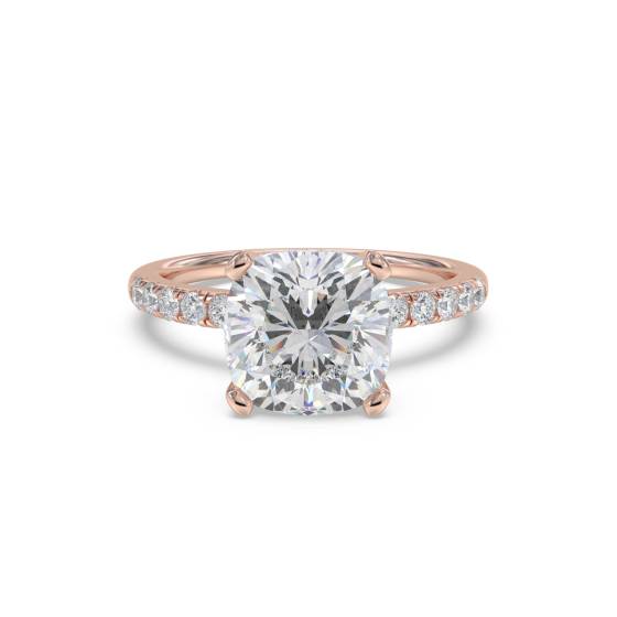 Cushion Diamond Shoulder Set Ring