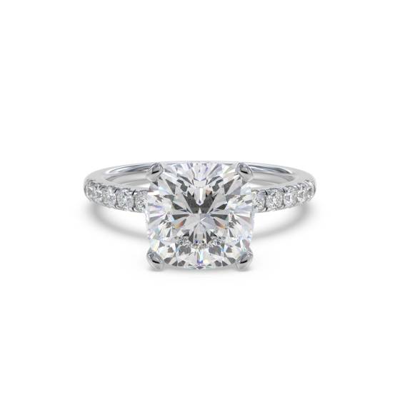 Cushion Diamond Shoulder Set Ring