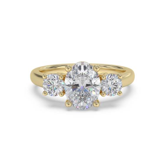 Traditional Oval and Round Diamond Trilogy Ring