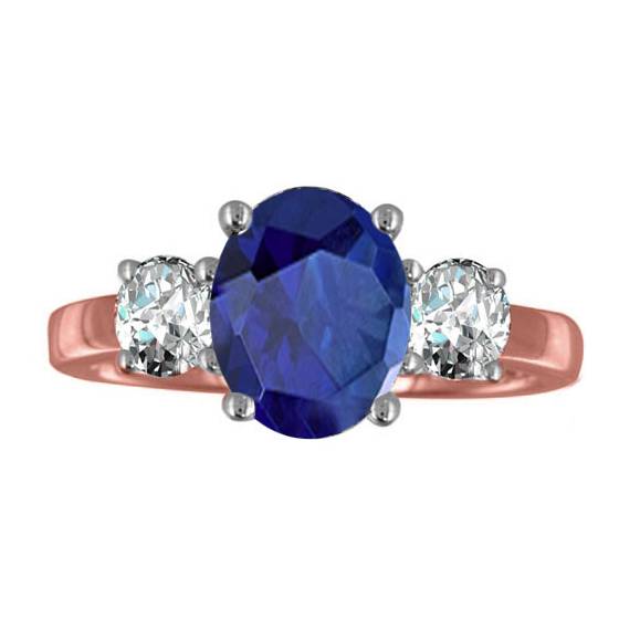 Oval Blue Sapphire and Diamond Trilogy Ring