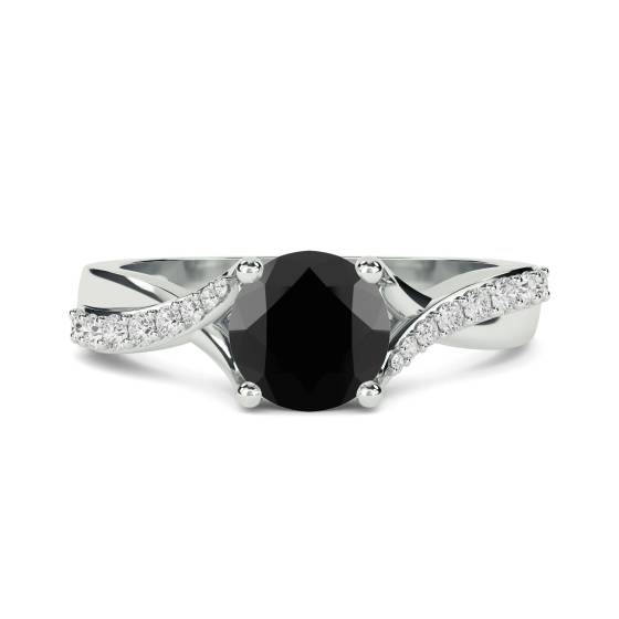 Round Black Diamond Shoulder Set Ring