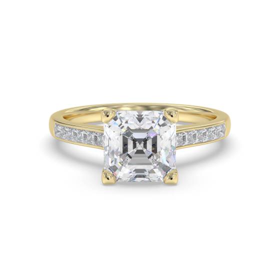 Asscher Diamond Shoulder Set Ring