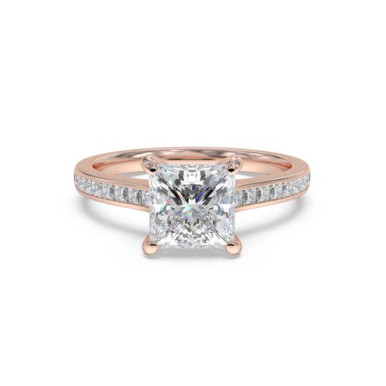 Princess Diamond Shoulder Set Ring