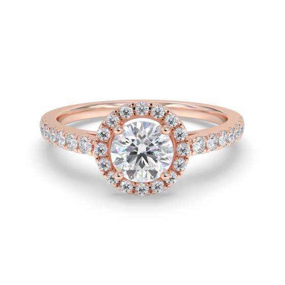 Round Diamond Single Halo Shoulder Set Ring