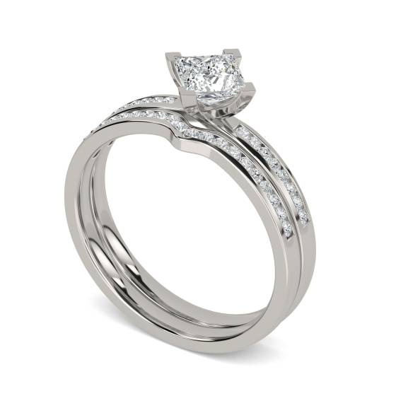 Princess Diamond Shoulder Set Ring With Matching Band