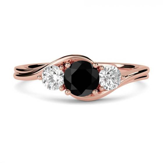 Round Black Diamond Trilogy Ring