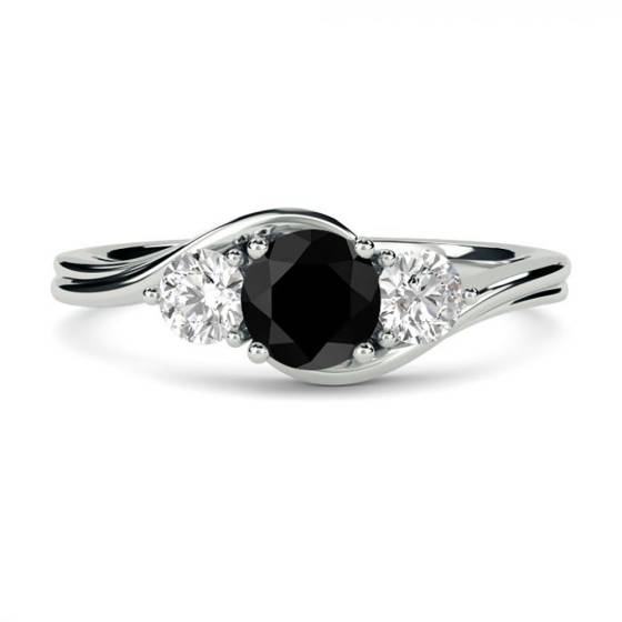 Round Black Diamond Trilogy Ring