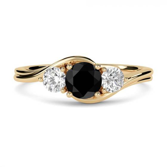 Round Black Diamond Trilogy Ring