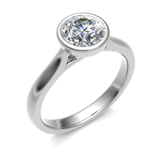 Round Diamond Bezel Set Solitaire Ring
