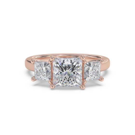 Elegant Princess Diamond Trilogy Ring