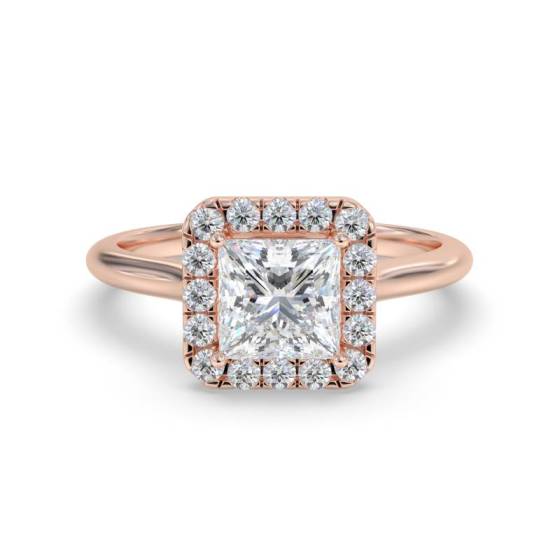GIA Certified 0.75ct SI1/F Elegant Princess Diamond Single Halo Ring
