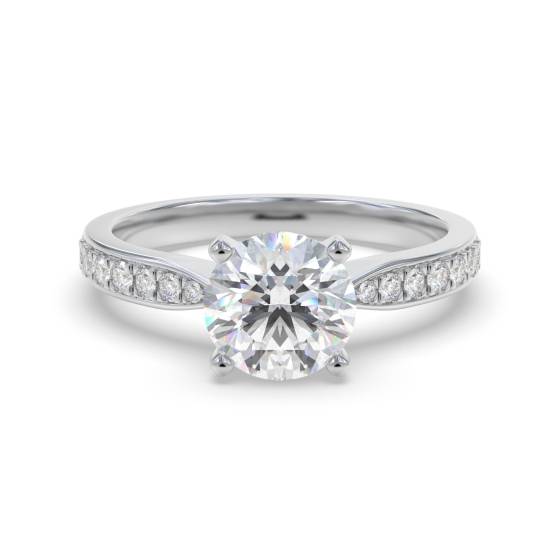 Round Shoulder Set Diamond Engagement Ring