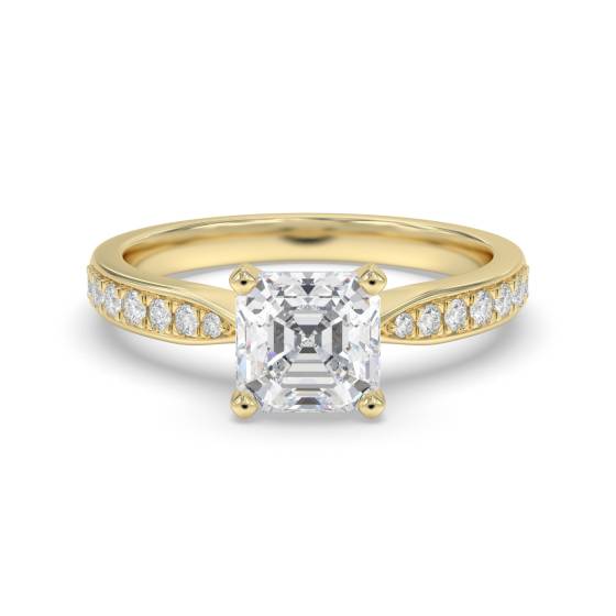 Asscher Diamond Shoulder Set Ring