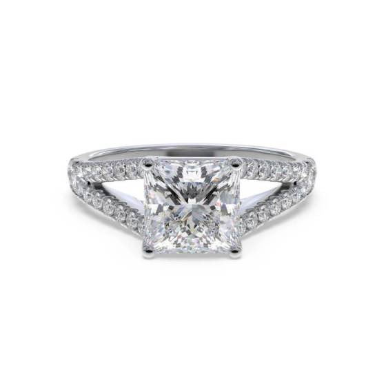 GIA Certified 0.75ct VVS1/F Princess Diamond Shoulder Set Ring